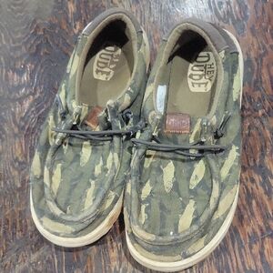 Hey Dude Kids Green and Tan Moccasins